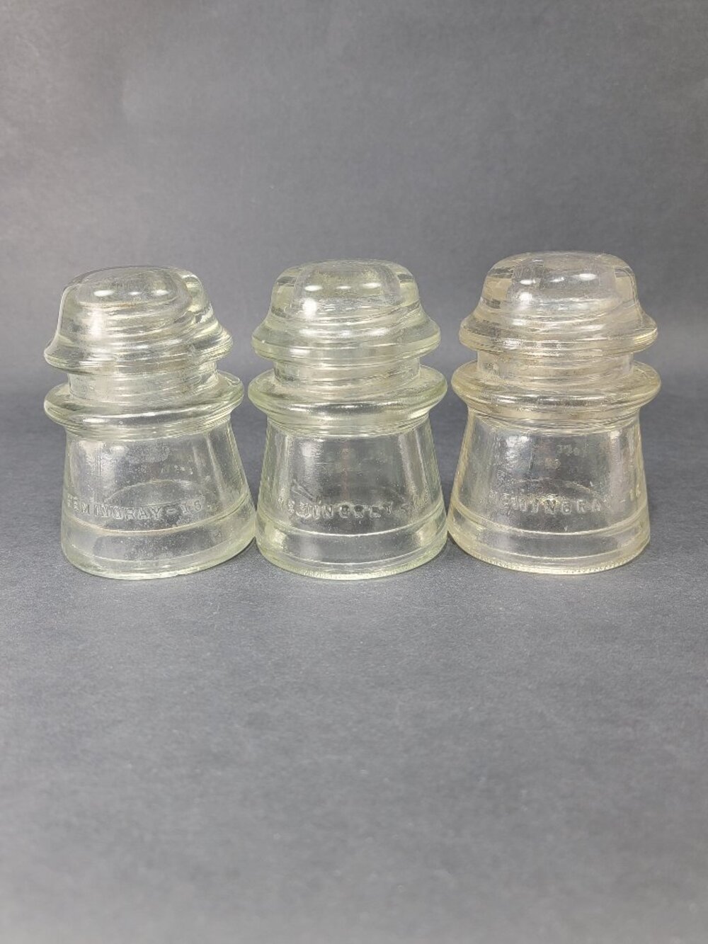 Vtg Hemingray 16 Clear Glass Insulator Electric Made in USA Lot of 3